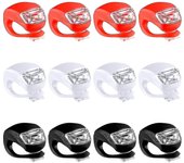 12 unids bicicleta luz silicona LED bicicleta luz impermeable bicicleta Faro y luz trasera