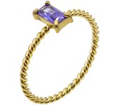 GOLDENCAT Anillo Colorful Braid Lavender Talla 8, Anillo Trenzado con Circonita, Anillo de Acero con Circonita Morada, Diámetro Interno del Aro 18.2 mm, Zircon, Acero Titanio, Baño de Oro 18k