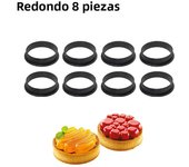 4/6/8pcs Circular Tart Ring French Dessert Mould Kitchen Black Plastic Perforated Egg Tart Mold Cutter Pastry Decorating Tools