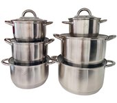 Set olla - juegos de ollas - 12 piezas - marca royal swiss -  apto para todo tipo de fuegos - INDUCCIÓN - ACERO INOXIDABLE - 2.1/2.9/3.9/5.0/6.5/8.0 LITROS