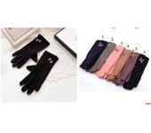 Guantes cálidos de otoño e invierno para mujer para conducir, montar al aire libre, coche eléctrico, protección contra el frío, terciopelo, lindo lazo de estilo coreano para mujer.