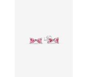 Pandora - Pendientes de fondo con lazo rosa brillante-Plata de ley