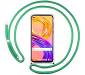 Tumundosmartphone Funda Colgante Transparente para Realme 8 4G / 8 Pro con Cordon Verde Agua