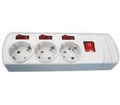 Base de tres tomas con interruptores independientes 16A/250V sin cable Electro DH. Termoestable 36.186/SC 8430552130139
