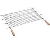 Parrilla para barbacoa de zinc. 80x40cm asas de madera sauvic