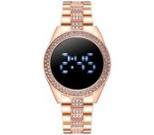Reloj para mujer con piedras brillantes, pantalla táctil LED, modelo electrónico, un reloj de lujo y tecnología para la mujer