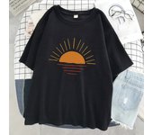 Sunset On The Coastline Printed Women T-Shirts Street Cotton Kawaii Short Sleeve Fashion Oversized Tops Loose Sports T Shirt
