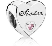 Pandora Charm con diseño de Corazón with La Palabra hermaná Grabado, Con circonitas, 791946PCZ, Viene con embalaje original.