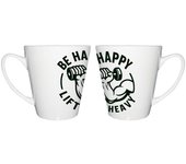MERCHANDMANIA Taza cónica be happy lift heavy se feliz levanta pesas fuerte conica