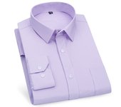 Men's Long Sleeved Shirt Business Casual Classic Plaid Striped Checked Blue Purple Male Social Dress Shirts for Man Button Shirt