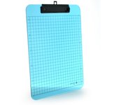 Soporte Transparente con Pinza y Cuadricula+ Reglas Impresas - Tabla Ligera y muy Rígida impresa en cuadricula y reglas con Pinza Metálica con protectores de papel y colgador opcional by Office Box