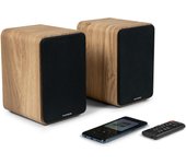 Thomson WS602DUO Altavoces Juego de 2 altavoces con caja de madera - 100W - Bluetooth 5.0 - 2 salidas RCA - Madera clara