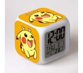 Reloj despertador Pokemon Pikachu, regalos para niños, regalos para estudiantes, reloj despertador colorido que cambia de Color, reloj cuadrado