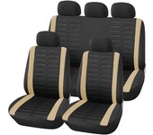Funda de asiento de coche Universal, funda de cojín de asiento interior de coche de 5 plazas de tela plana