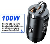 SEAMETAL 100W Car USB Charger Super Charge USB-A USB-C Cigarette Lighter Adapter Hidden Phone Charger for iPhone Huawei Samsung