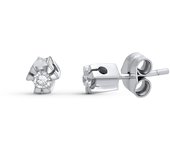 Pendientes Oro Blanco 18k mujer 5 mm. diamantes centro 0.10ct.