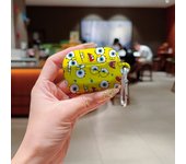 Cartoon Shockproof Protective Glossy HD Hard PC Earphone Cover Case For AirPods 1 2 3 4 Pro Pro2 with-S-SpongeBobs-Metal Hook