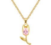Vnox Graceful Tulip Flower Necklaces for Women Girls Gold Color Metal Love Forever Pendant Collar Gifts for Birthday Party