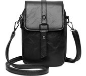 Bolso pequeño retro de cuero de aceite, bolso de doble capa de gran capacidad para teléfono móvil, monedero pequeño, bolso bandolera pequeño a juego de moda 2023