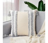 Verde - Funda De Almohada Decorativa Boho Taxel Tejida - Beige 18x18 Pulgadas
