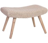 Banqueta de madera y algodón trenzado beige 67x30x43h cm