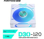 Phanteks D30-120 case 120mm Fan Regula/ Reverse Airflow 4pin PWM, 30mm Thick/ four-sided Magic Color Wireless Stitching