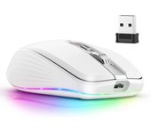 Ratón inalámbrico de modo dual 2,4G + BT5.1 para Computadora, Diseño ergonómico, DPI ajustable de 4 velldades, Batería recargable incorporada para computadora portátil