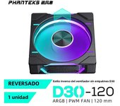 Phanteks D30-120 case 120mm Fan Regula/ Reverse Airflow 4pin PWM, 30mm Thick/ four-sided Magic Color Wireless Stitching