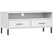 vidaXL Mueble de TV con patas de metal OSLO madera maciza pino, Mueble de Salon, Mueble TV, Mueble TV salon, Mesa de TV, Mueble tele