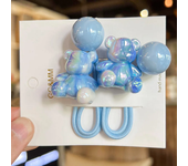 2PCS Lovely Gradient Sitting Bear Girls Elastic Hair Bands Princess Hair Accessories Children Hair Ties Baby Headwear