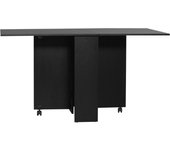 HOMCOM Mesa de Comedor Plegable Mesa de Madera con 2 Solapas 2 Estantes de Almacenaje y Ruedas para Cocina 80x140x74 cm