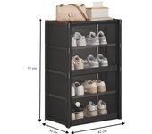 LUTODY - Zapatero, organizador de calzado compacto con cierre magnético, tela textil, Múltiples niveles, tubo de metal, plegable, portátil para recibidor, entrada, sala de estar y salón - Ligero y resistente