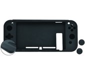 Funda silicona antideslizante nuwa negra + 2 grips + film protector para nintendo switch