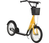 HOMCOM Patinete Infantil, Patinete Regulable en Altura con Grandes Ruedas de Goma, 2 Frenos, Patinete Infantil con Cesta, Portavasos, para Niños de 5 a 12 Años, Naranja