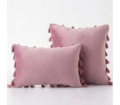 Black Cute Throw Pillow Covers with Handmade Tassels 30x50cm 45x45cm 50x50cm Velvet Solid Cushion Case for Couch Sofa Bedroom