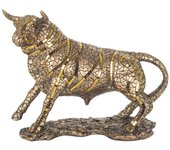 CAPRILO REGALOS & DECORACIÓN Figura Decorativa de Resina "Toro Dorado". Adornos y Esculturas. Animales. Regalos Originales. Decoración Hogar. 44 x 13 x 31 cm.