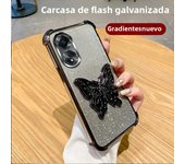 Glitter Shockproof Plating Butterfly Holder Phone Case for OPPO A60 A79 A78 A58 A38 A18 A96 A76 A36 4G 5G TPU Protector Cover