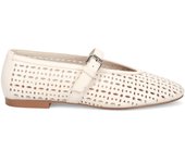 Correa Cuero Perforada Bailarina 604 Z28VK Bibi Lou Mia Flat Blanco