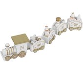 Madera Santa trenes juguete dibujos animados niños niño regalo de Navidad escaparate decoración blanco