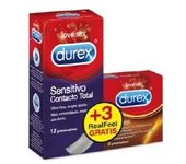 Promoción Durex Contacto Total 12 Uds + Real Feel 3 Uds, 15 Uds