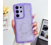 For Samsung S24 S23 Ultra S22 S21 Plus Ultra FE Note 20 Case Cute Clear Drip Glue Star Glitter Curly Hybrid Shockproof Cover