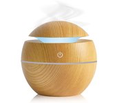 CALA VERDE - Humidificador Mini Difusor de Aceites Esenciales efecto Madera Purificador Ultrasónico con luces LED de colores