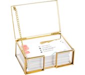 Caja de tarjetas de visita de cristal dorado con tapa, soporte de exhibición para Tarjeta De Nombre, organizador de tarjetas de visita, almacenamiento