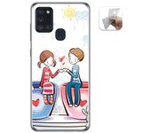 Tumundosmartphone Funda Gel Tpu para Samsung Galaxy A21s diseño Café Dibujos