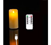 1 or 3 Pieces USB Charge Remote Control LED Decorative Moving Wick Candles,10/12.5/15 cm Rechargeable Dancing Church Candles