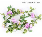 2/4m Pink Artificial Floral Garland Fake Rose Vine Hanging Flower String Garland for Wedding Baby Shower Event Party Supplies