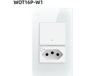 AVATTO Tuya WiFi 4X2 Glass Panel Smart Wall Switch & Socket，Brazil Standard 1/2 Buttons Light Switch For Alexa,Google Home