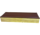 Pack de 5 Cajitas de Madera con Tapa de Cuero Marrón | Medidas: Largo 23.5 cm, Ancho 8.5 cm, Alto 3.8 cm