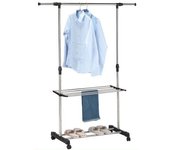 UD - Perchero extensible con ruedas, multifuncional 160/150cm, colgador ropa, zapatero, tendedero