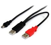 StarTech.com - Cable de 1,8m USB 2.0 en Y para Discos Duros Externos - Cable Mini B a 2x USB A USB2HABMY6